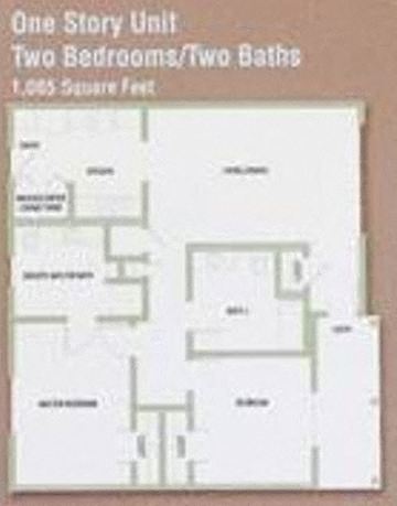 Floor plan for 2 beds, 2 baths, 1085 sqft